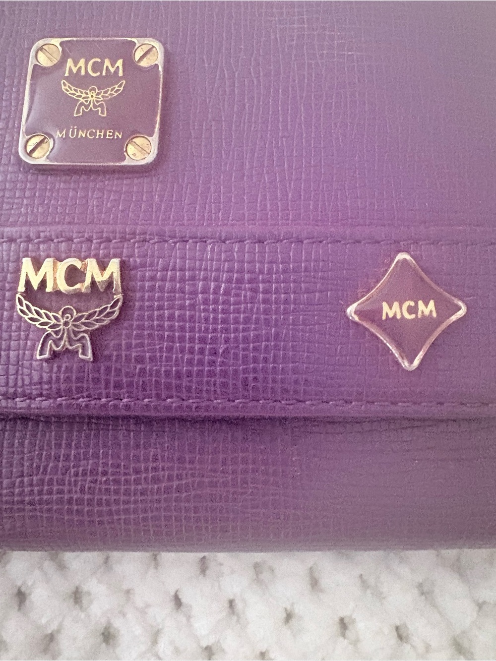 MCM Purple Leather Trifold Wallet- EUC - Picture 4 of 16